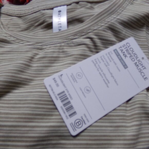 Cloudlight Striped Muscle Tank Whisper Strpe and Shadow Olive - Picture 2 of 5